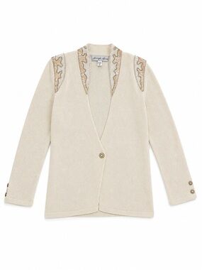 Jennifer Roberto Vintage Embellished Wool Cardigan | Size 6